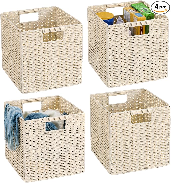 10.5 x 10.5 in Plastic Wicker Baskets by TAIMEI%26G02