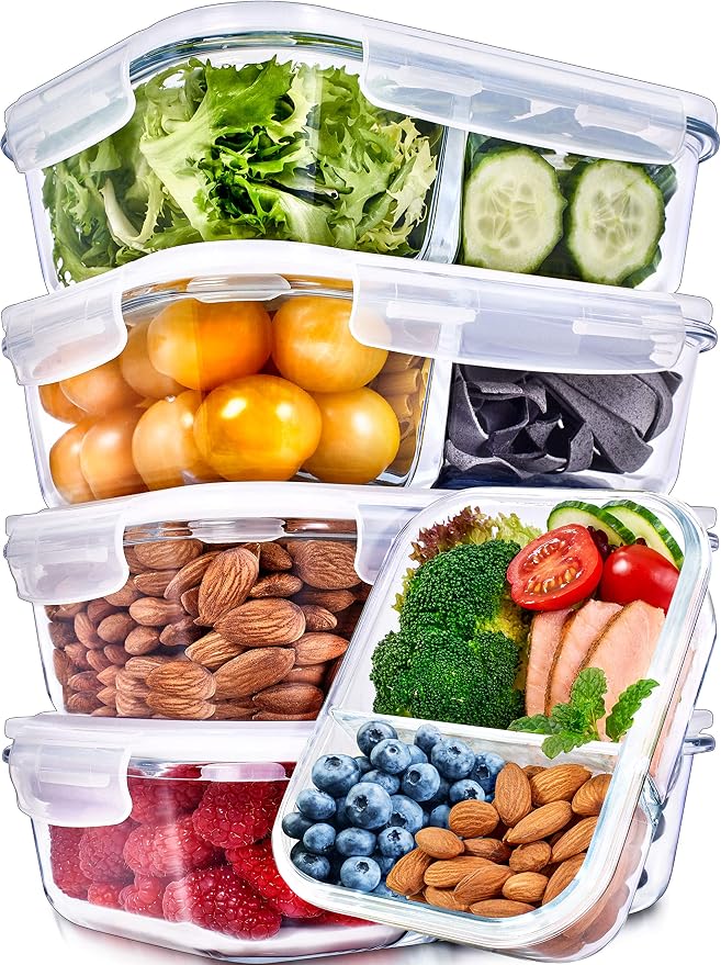 Prep Naturals 5 Pack 36oz Glass Meal Prep Containers by Prep+Naturals
