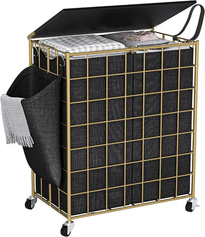 120L Laundry Basket with Wheels, Large Capacity Laundry Hamper with 3 Separate by Unknown