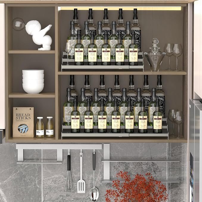 Metal Spice Rack Organizer for Cabinet, 3 Tier Expandable Spice Storage Shelf - Image 3