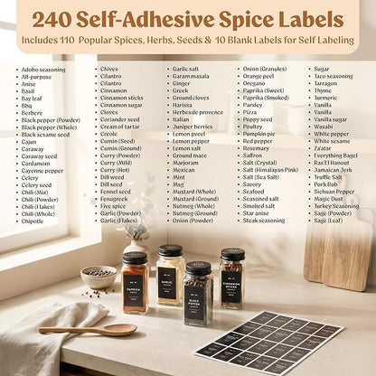 EDELHAUS Glass Spice Jars with Label and Black Aluminium Lids Spice Containers - Image 6