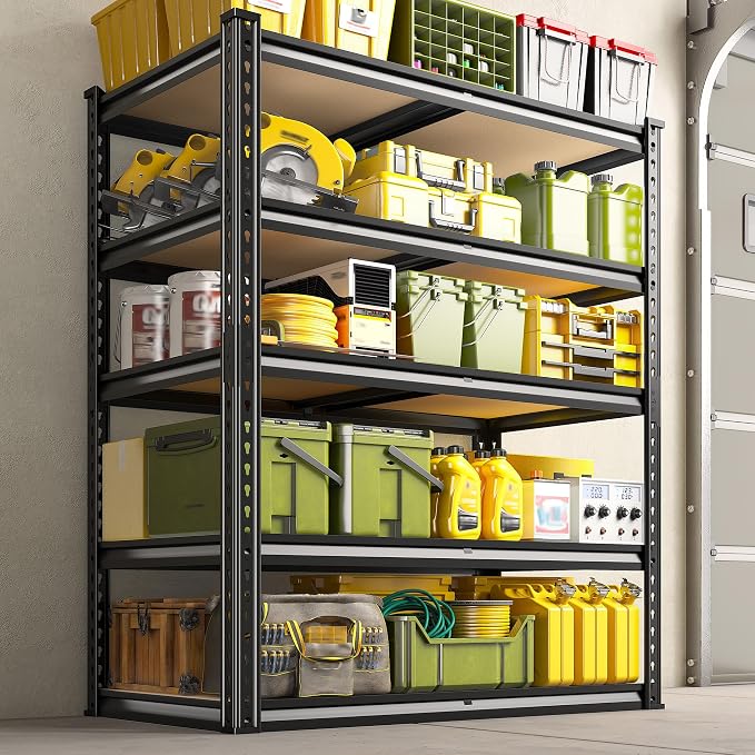 Garage Shelves, 72.1" H Garage Storage Shelves, 5 Tier Adjustable Shelving Units - Image 2