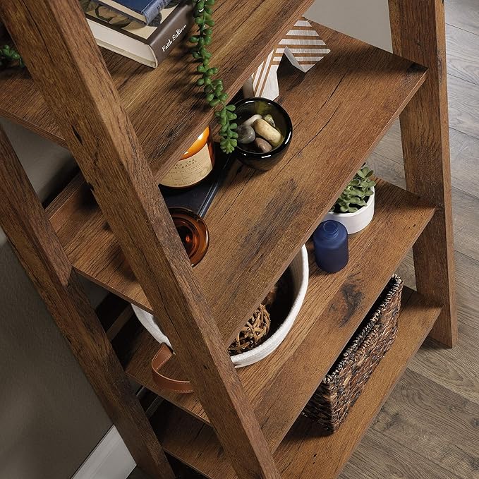 Sauder Trestle 5-Shelf Bookcase/ Book Shelf, Vintage Oak finish - Image 5