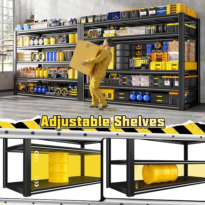 REIBII 48.2" W Garage Shelving, Metal Shelving 3000LBS, Storage Shelves - Image 4