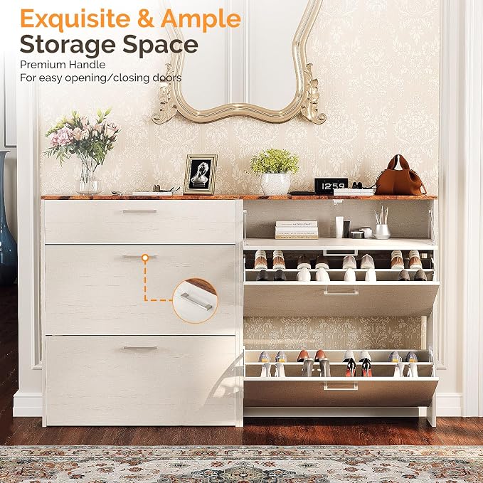 VINGLI Shoe Cabinet for Entryway, Farmhouse Slim Shoe Rack Storage - Image 4