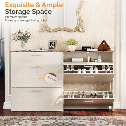 VINGLI Shoe Cabinet for Entryway, Farmhouse Slim Shoe Rack Storage - Image 4