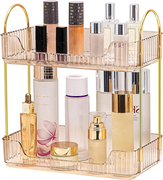 2 Tier Bathroom Organizer Countertop Makeup Perfume Tray Skincare Organizer by AKINBAS