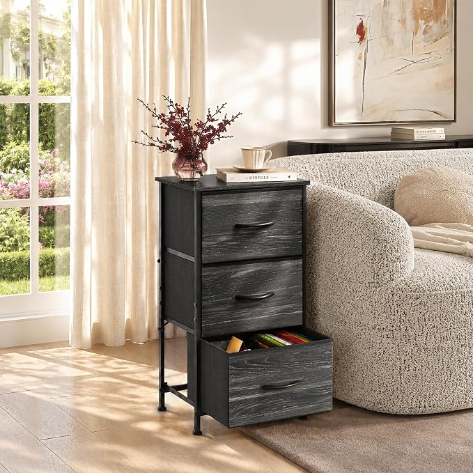 WLIVE Small Dresser Nightstand for Bedroom, 3 Drawers, Compact nightstand - Image 4
