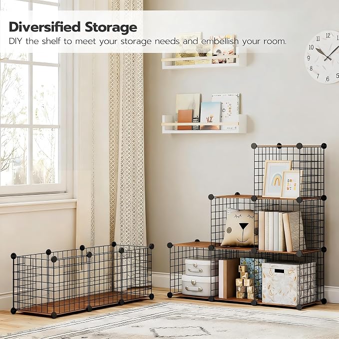 HOOBRO Wire Cube Storage Organizer, 6-Cube Metal Storage Shelves, Modular - Image 5