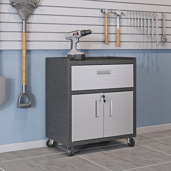 Manhattan Comfort Fortress Textured Metal 31.5" Garage Mobile Cabinet - Image 2