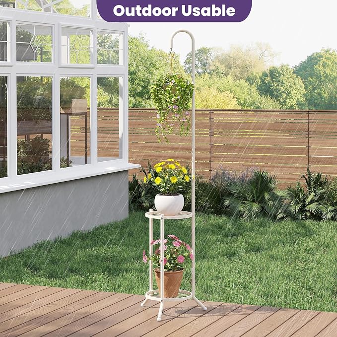 Hanging Plant Stand Indoor Outdoor, 2-Tier Plant Stand - Image 4