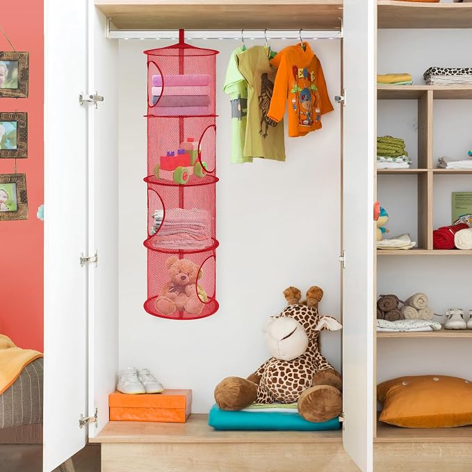 2Pcs Hanging Stuffed Animal Storage Hammock 4 Tiers, Holds Plushies, Foldable - Image 4