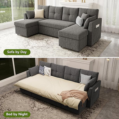 Huatean Home Oversized Sleeper Couch Sofa, 110 inch 2 in 1 Pull Out Couch - Image 4