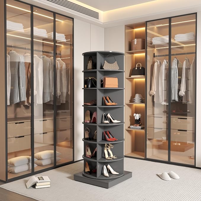 7-Tier Rotating Shoe Rack 360° Revolving Shoe Storage Organizer Free Standing - Image 7