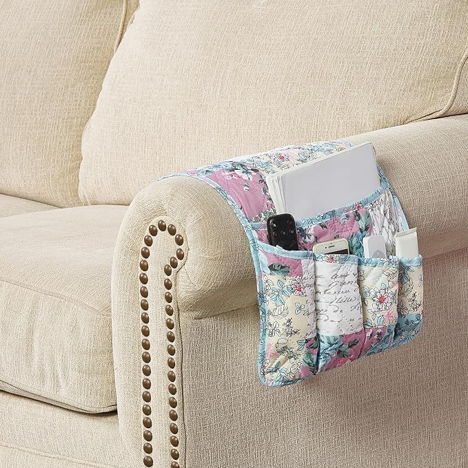 Brilliant Sunshine Lilac Rose Couch Sofa Armrest 5 Pockets Organizer, Slip - Image 7