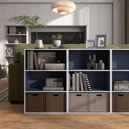 Homes: Inside + Out Apexa 3-Tier Cube Storage Organizer Shelves, Stackable Wood - Image 2