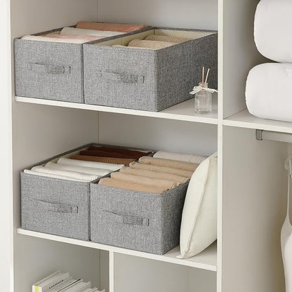Linen Folding Storage Bins, 3 Pack Large Storage Baskets, Clothing Storage Bins - Image 8