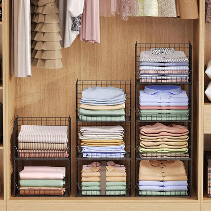 4-Tier Extra Height Stackable Closet Organizer – Foldable Storage Bins - Image 2