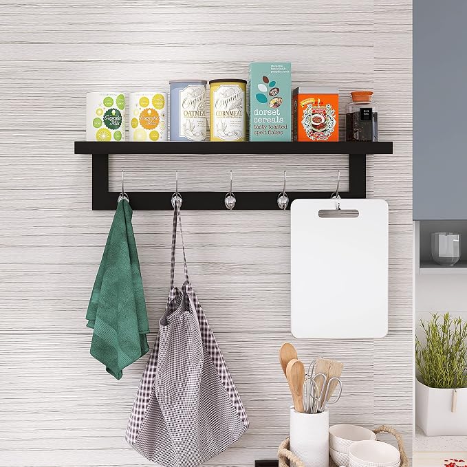 SMIBUY Coat Hooks with Shelf Wall-Mounted, 29.2 Inch Entryway Coat Rack - Image 3
