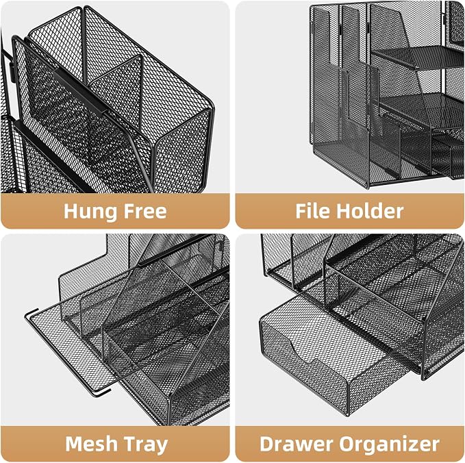 Marbrasse Desk Organizer and Accessories, 3-Tier File Organizer - Image 4