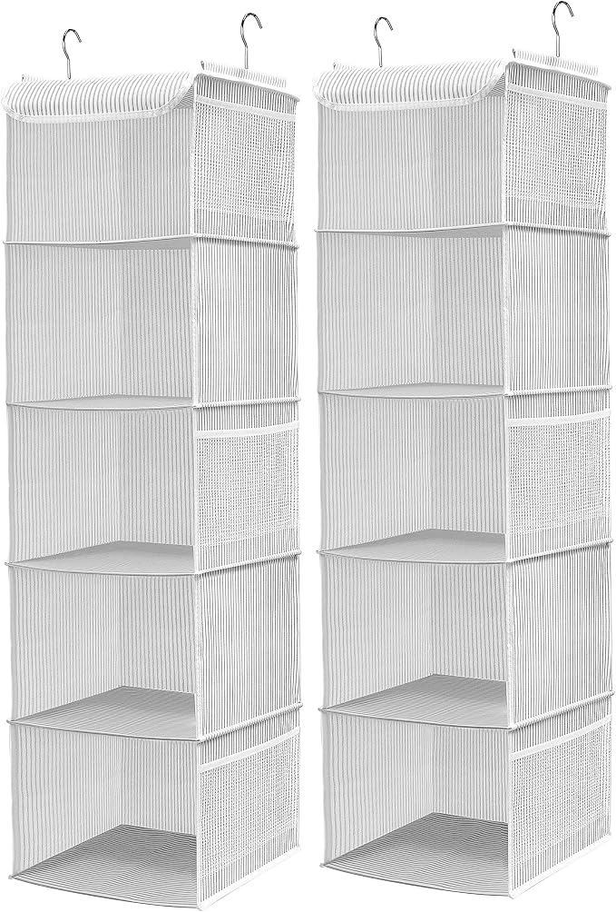 BrilliantJo 5 Shelves Hanging Closet Organizer, 2 Pack Hanging Storage by BrilliantJo