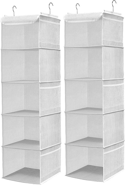 BrilliantJo 5 Shelves Hanging Closet Organizer, 2 Pack Hanging Storage by BrilliantJo