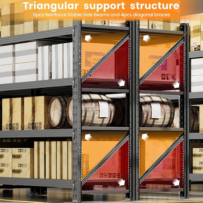68”W Garage Shelving Units, 8000LBS Storage Shelves Heavy Duty, 4 Tier Tall - Image 9
