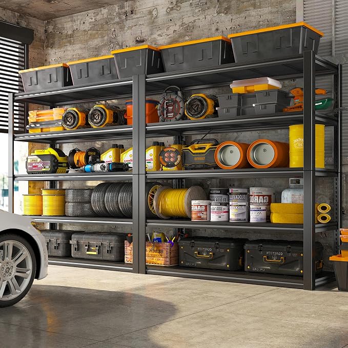 REIBII 48" W Garage Shelving 2500LBS Storage Shelves 5 Tier Heavy Duty Shelving - Image 2