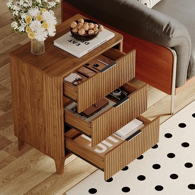 3 Drawer Fluted Dresser for Bedroom, Modern Closet Dressers Chest of Drawers - Image 4
