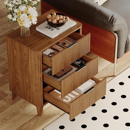 3 Drawer Fluted Dresser for Bedroom, Modern Closet Dressers Chest of Drawers - Image 4