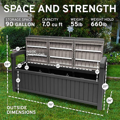 EconoHome 3 Seat Outdoor Storage Bench - Image 2