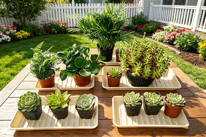 4 Pack Rectangular Plant Saucer 16 Inch, Heavy Duty Plastic Drip Trays - Image 7