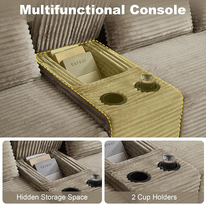 GNIXUU 140.6" Oversized U Shaped Boneless Sectional Couches - Image 5