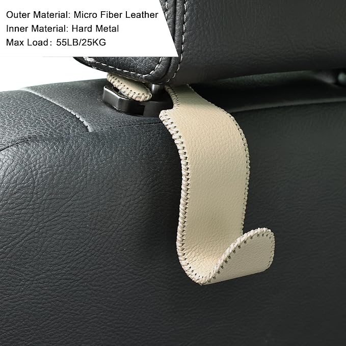 Amooca Car Seat Headrest Hook 4 Pack Metal Core Hanger Universal Car Storage - Image 5