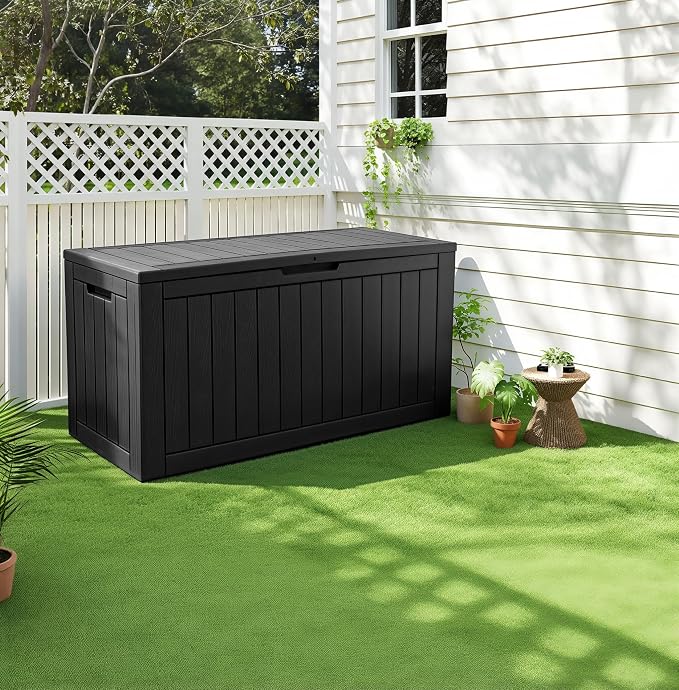 KAMABOKO 97 Gallon Waterproof Large Resin Deck Box, Lockable Large Outdoor - Image 7