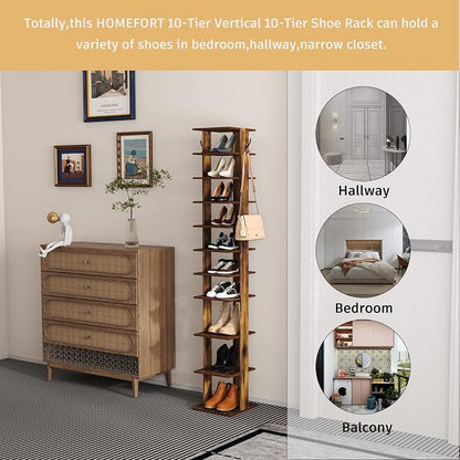 HOMEFORT 10-Tier Vertical Shoe Rack, Corner Shoe Tower, Slim Shoe Organizer - Image 5