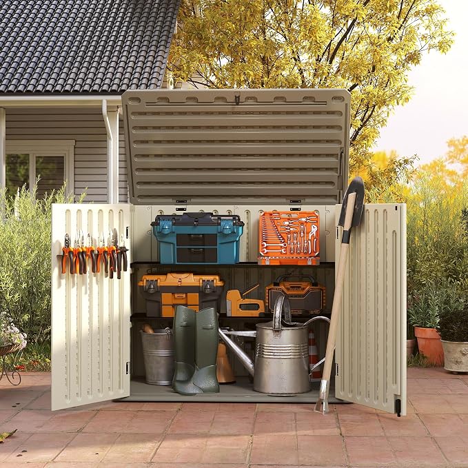 EHHLY Horizontal Resin Storage Shed, 47 Cuft Garden Tool Sheds & Outdoor Storage - Image 3