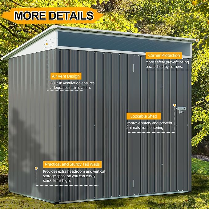 Shintenchi 6x4 FT Outdoor Storage Shed - Image 5