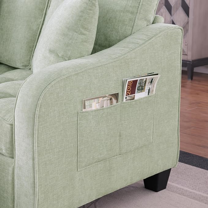 ERYE Chenille Tufted Loveseat Sofa and Ottoman Set, Tufted Recliner Sleeper - Image 8