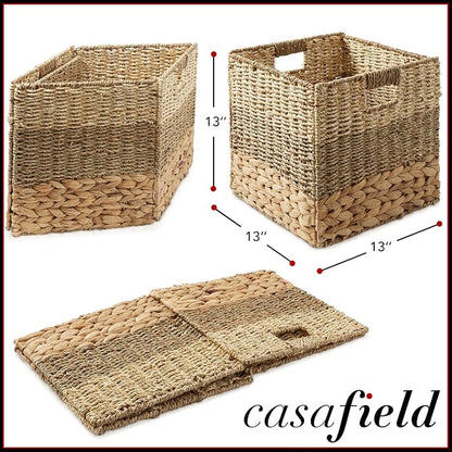 Casafield 13" x 13" Mixed Weave Storage Baskets, Natural - Image 7