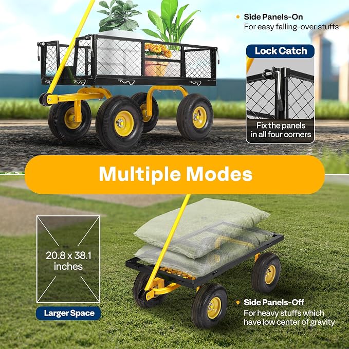 VIVOHOME Heavy Duty 880 Lbs Capacity Mesh Steel Garden Cart Folding Utility - Image 5