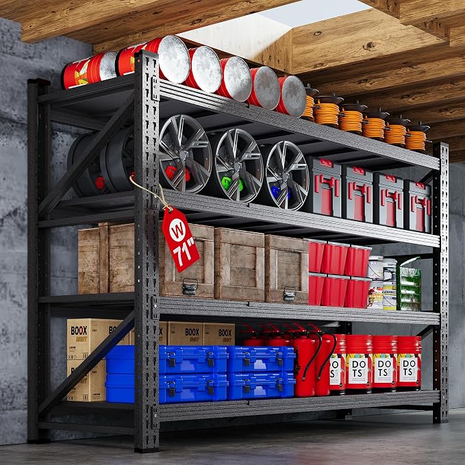 71”W Garage Shelving Units, 5000LBS Storage Shelves Heavy Duty, 4 Tier Large by AFAIF