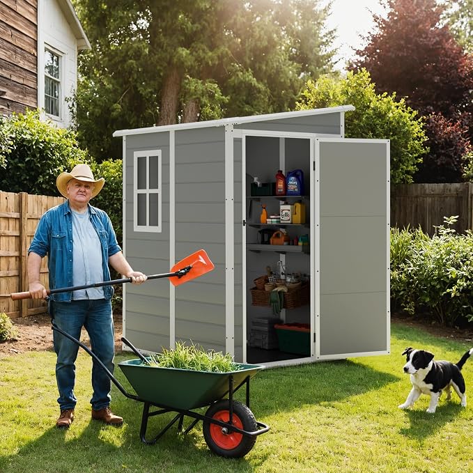Greesum 5x4FT Plastic Outdoor Storage Shed, Resin Shed - Image 6