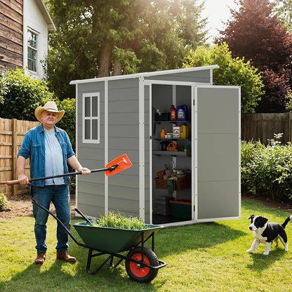 Greesum 5x4FT Plastic Outdoor Storage Shed, Resin Shed - Image 6