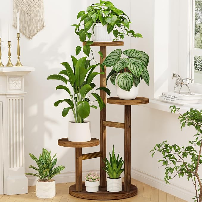 LASZOLA 3 Tiered Wood Plant Stand Indoor Corner, Flower Holder Rack Tall by LASZOLA