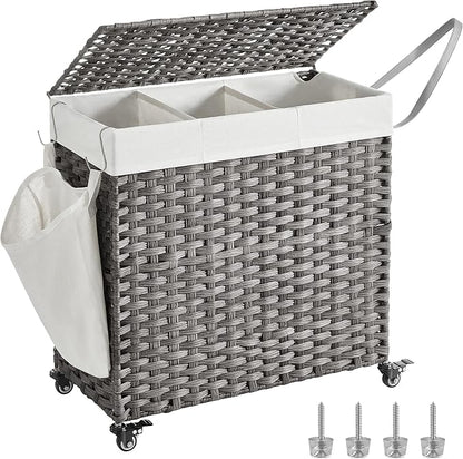SONGMICS Laundry Hamper with Lid, 37 Gallons, Rolling Laundry Basket with Wheels by Unknown