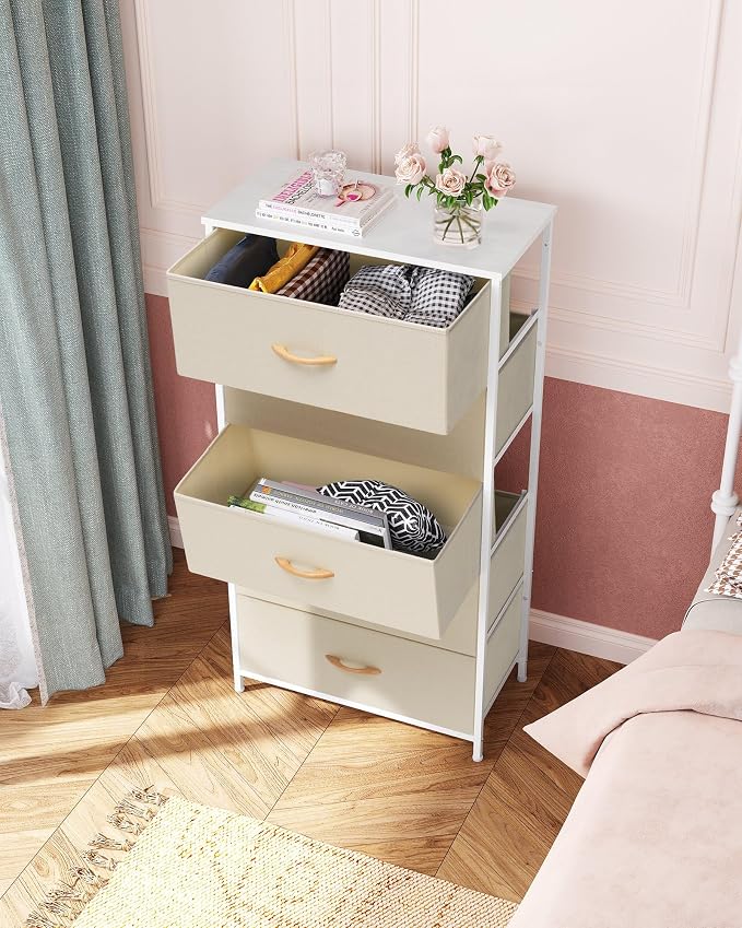 Tall Dresser, Wide Vertical Fabric Storage Organizer, 5 Drawers | Sturdy Steel - Image 4
