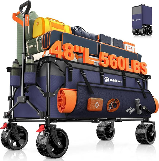 48" L Collapsible Beach Wagon Cart Foldable, 560LB Weight Capacity 300L Heavy by Unknown