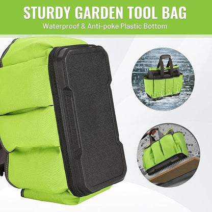 WORKPRO Garden Tool Bag with Waterproof Plastic Base, 8 Pockets Gardening Bag - Image 4