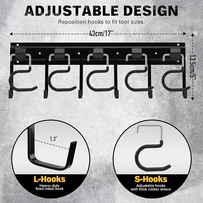 ELEAD 68'' All Metal Adjustable Garden Tool Organizer: Garage Tool Organizer - Image 2